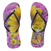 Sonnenblume Schmetterling Flip Flops Badesandalen (Fußbett)