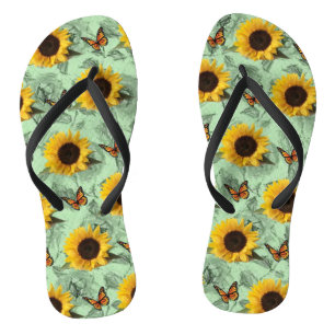 Sonnenblume Schmetterling Flip Flops Badesandalen