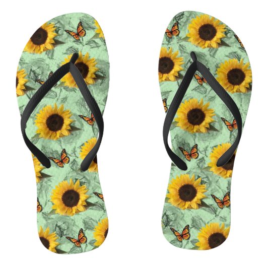 Sonnenblume Schmetterling Flip Flops Badesandalen (Fußbett)