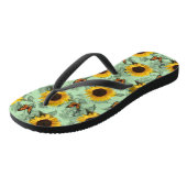 Sonnenblume Schmetterling Flip Flops Badesandalen (Schrägansicht)