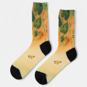 SONNENBLUME, SCHMETTERLING, GRÜNE BLÄTTER Japanisc Socken (Linkes Detail)
