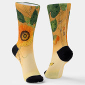 SONNENBLUME, SCHMETTERLING, GRÜNE BLÄTTER Japanisc Socken (Gewinkelt)