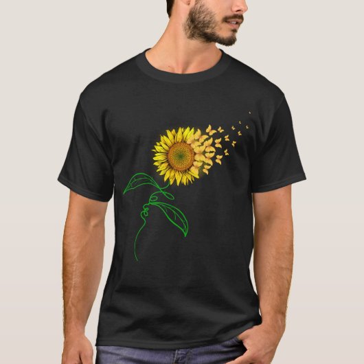 Sonnenblume Schmetterling Herz Liebe Naturgeschenk T-Shirt (Vorderseite)