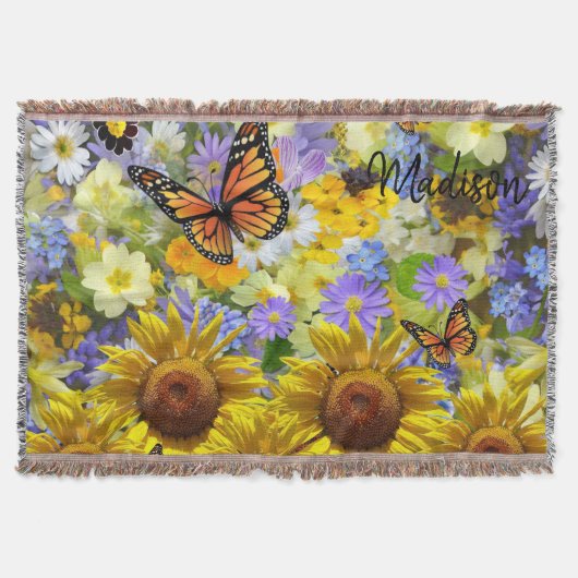 Sonnenblume Schmetterling Keule Blanket Decke (Vorderseite)
