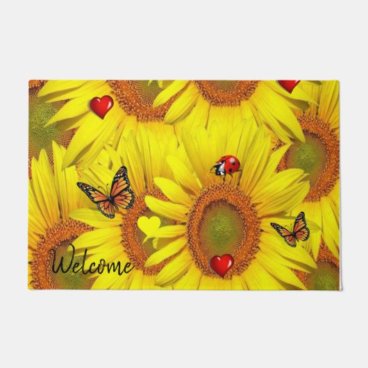 Sonnenblume Schmetterling Lady Bug Door Mat Fußmatte (Vorderseite)
