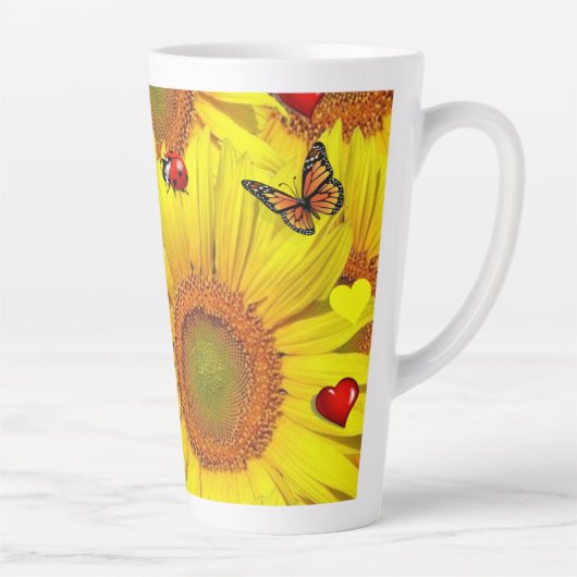 Sonnenblume Schmetterling Lady Bug Latte Tasse (Rechts)