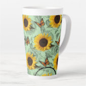 Sonnenblume Schmetterling Latte Tasse (Rechte Ecke)