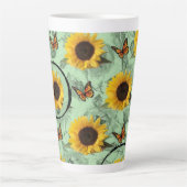 Sonnenblume Schmetterling Latte Tasse (Vorderseite)