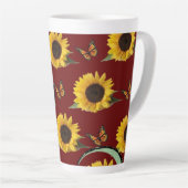 Sonnenblume Schmetterling Latte Tasse (Rechte Ecke)