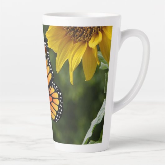Sonnenblume Schmetterling Latte Tasse (Rechts)
