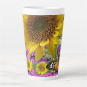 Sonnenblume Schmetterling Latte Tasse (Vorderseite)