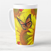 Sonnenblume Schmetterling Latte Tasse (Linke Ecke)