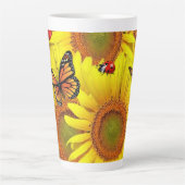 Sonnenblume Schmetterling Latte Tasse (Vorderseite)