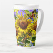 Sonnenblume Schmetterling Latte Tasse (Rechte Ecke)