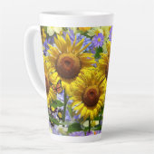Sonnenblume Schmetterling Latte Tasse (Linke Ecke)