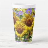 Sonnenblume Schmetterling Latte Tasse (Vorderseite)