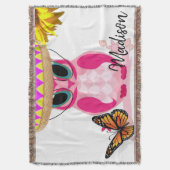 Sonnenblume Schmetterling Owl Throw Blanke Decke (Vorderseite Vertikal)