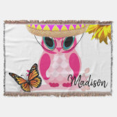 Sonnenblume Schmetterling Owl Throw Blanke Decke (Vorderseite)