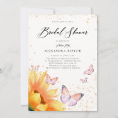 Sonnenblume Schmetterling Pink Gold Rustikales Bra Einladung (Vorderseite)