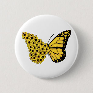 Sonnenblume Schmetterling Vintage Frauen Monarch Button