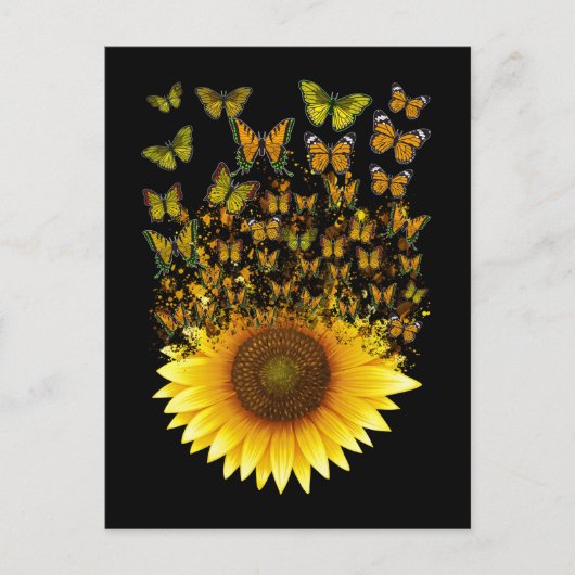 Sonnenblume Schmetterlinge Frauen Mädchen Blütensc Postkarte (Vorderseite)