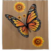 Sonnenblume Schmetterlingsdusche Vorhang (Vorderseite)