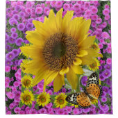 Sonnenblume Schmetterlingsdusche Vorhang (Vorderseite)