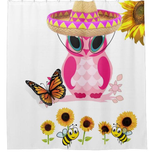 Sonnenblume Schmetterlingshuhn Hummelkugel Duschvo Duschvorhang (Vorderseite)