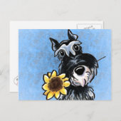 Sonnenblume Schnauzer Off-Leash Art™ Postkarte (Vorne/Hinten)