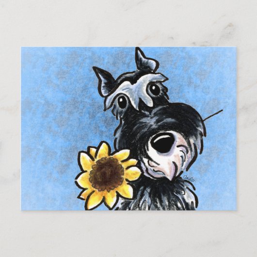 Sonnenblume Schnauzer Off-Leash Art™ Postkarte (Vorderseite)