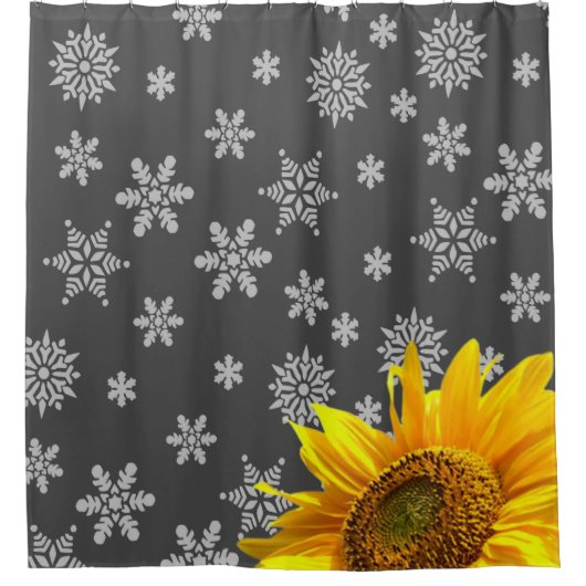 Sonnenblume Schneeflocken Duschvorhang (Vorderseite)