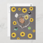 Sonnenblume Scholar Hinata (Chibi mit/ Collage Bac Postkarte (Vorne/Hinten)