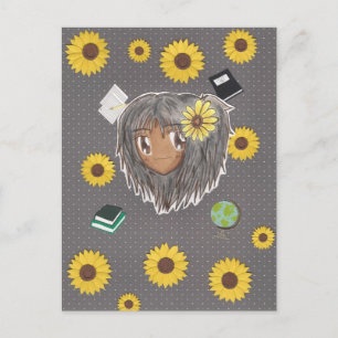 Sonnenblume Scholar Hinata (Chibi mit/ Collage Bac Postkarte