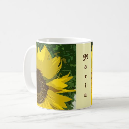 Sonnenblume Schöne helle gelbe künstlerische Blüte Kaffeetasse (Vorderseite Links)