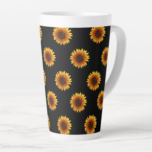 Sonnenblume Schwarz Latte Tasse (Rechte Ecke)
