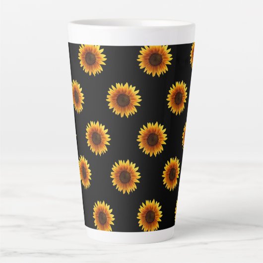 Sonnenblume Schwarz Latte Tasse (Vorderseite)
