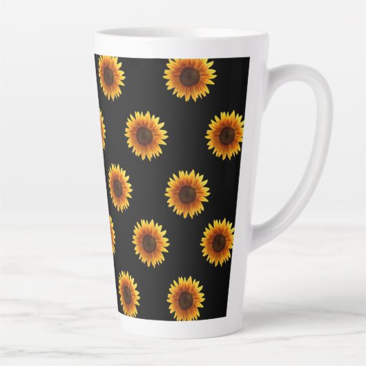 Sonnenblume Schwarz Latte Tasse (Rechts)