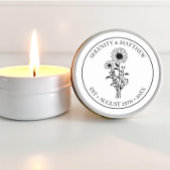 Sonnenblume Schwarz-weiß nur verheiratet Hochzeit Runder Aufkleber