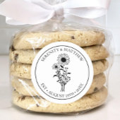 Sonnenblume Schwarz-weiß nur verheiratet Hochzeit Runder Aufkleber