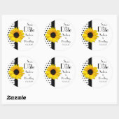 Sonnenblume Schwarz-weiß Polka Dot Save the Date Runder Aufkleber (Blatt)