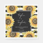 Sonnenblume Schwarz & Weiß Streifen Hochzeit oder Serviette (Vorderseite)