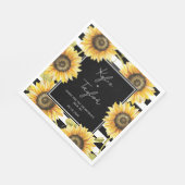 Sonnenblume Schwarz & Weiß Streifen Hochzeit oder Serviette (Ecke)