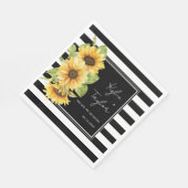 Sonnenblume Schwarz & Weiß Streifen Hochzeit oder  Serviette (Ecke)