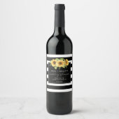 Sonnenblume Schwarz-weiß Streifen Joint Polteraben Weinetikett (Vorderseite)