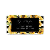 Sonnenblume Schwarz-weiß Stripe Rücksendeadressen- Adressaufkleber (Vorne)