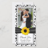Sonnenblume Schwarze Blume Band Hochzeit Vielen Da Dankeskarte (Vorderseite)