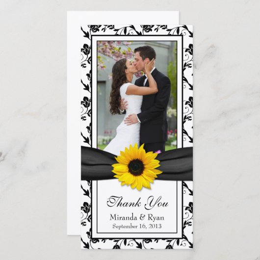 Sonnenblume Schwarze Blume Band Hochzeit Vielen Da Dankeskarte (Vorne/Hinten)