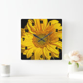 Sonnenblume Schwarze Fettzahlen wca Quadratische Wanduhr (Zuhause)