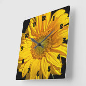 Sonnenblume Schwarze Fettzahlen wca Quadratische Wanduhr (Winkel)