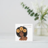 Sonnenblume Schwarze Frau Haare Stylist Quadratische Visitenkarte (Stehend Vorderseite)